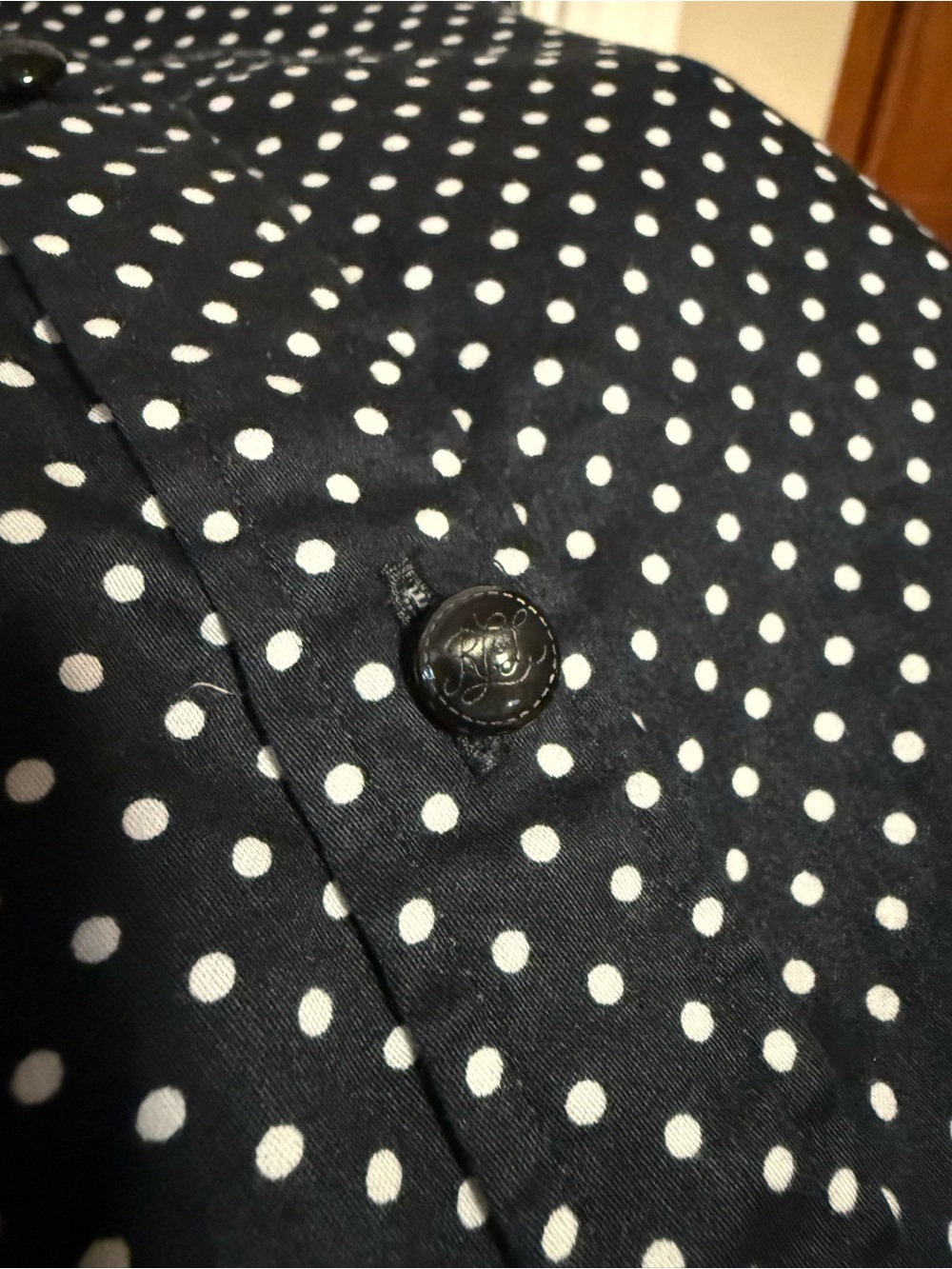 Ralph Lauren Black and White Polka Dot Button-Up Blouse - Picture 4 of 5